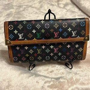 LOUIS VUITTON LONG PORTE TRESOR INTERNATIONAL MONOGRAM BLACK MULTICOLOR